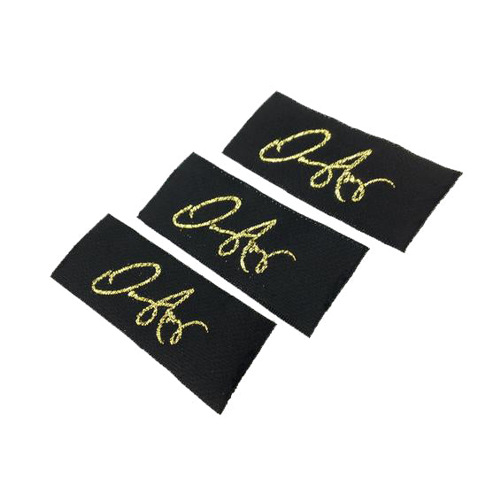 Metallic Finish Custom Woven Labels (Text Only) for Luxury Branding Name