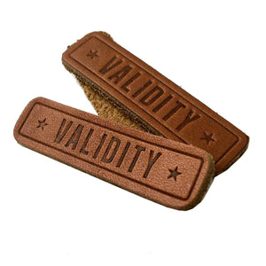 150pcs custom text only PU Faux leather tags